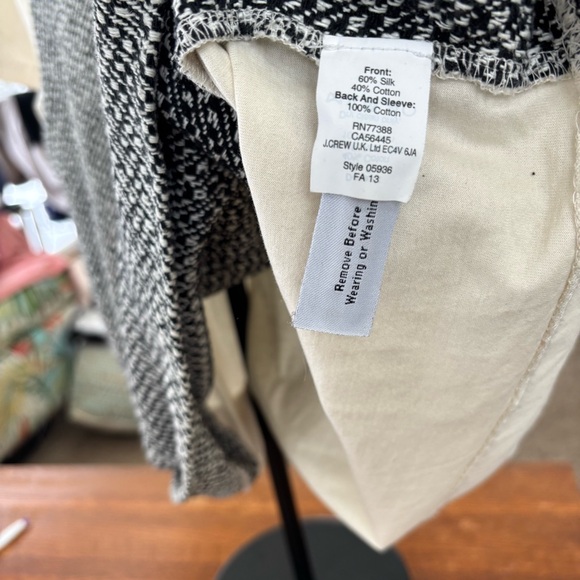 J.Crew Silk-Blend Tweed-front Tee w/Cotton Jersey Back Black/Ivory/Cream Women S - Picture 8 of 8